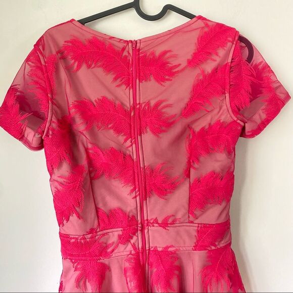 Lucca Vasconcellos Womans Feather Embroidered Mini Dress Size Medium - Picture 3 of 16